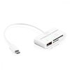 Adaptor Card Reader Universal 3-in-1 pentru telefoane, Kwmobile, Alb, Plastic, 26759