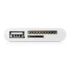 Adaptor Card Reader Universal 3-in-1 pentru telefoane, Kwmobile, Alb, Plastic, 26759