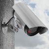 Camera de supraveghere falsa cu lumini LED si simulare cablu, Kwmobile, Argintiu, Plastic, 31072