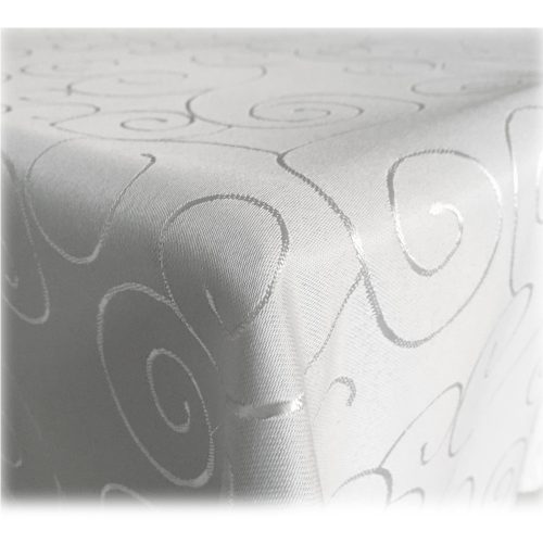 Fata de masa patrata cu ornament Jemidi, 90 x 90 cm, Alb, Poliester, 55264.02.01