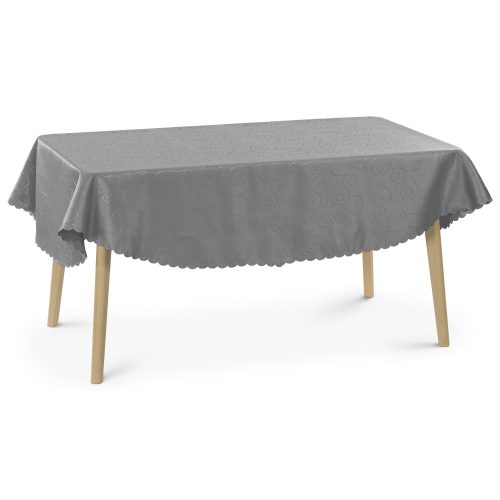 Fata de masa ovala cu ornament Jemidi, 160 x 220 cm, Gri, Poliester, 55264.22.27