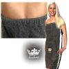 Halat de sauna pentru femei Jemidi, Universal, Gri / Alb, Bumbac, 55296.02