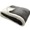 Patura reversibila din lana Sherpa Jemidi, 150 x 200 cm, Gri / Alb, Poliester, 55406.07