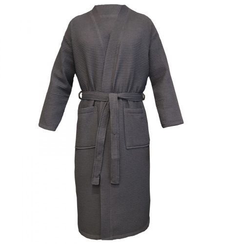Halat de baie Waffle Pique unisex Homelevel, 3XL, Gri, Bumbac organic, 54916.73.33