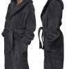 Halat de baie din tesatura Homelevel, XL, Negru, Bumbac organic, 54856.73.4
