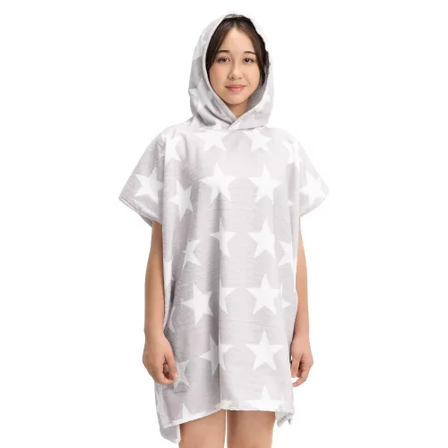 Poncho de baie pentru copii Homelevel, 8-11 ani, Gri, Bumbac, 54888.22.03