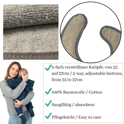 Set 2 Bavete copii Jemidi, 49 x 30 cm, Gri, Bumbac organic, 54887.02.22