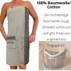 Halat de sauna pentru femei Jemidi, Universal, Albastru, Bumbac organic, 54988.17