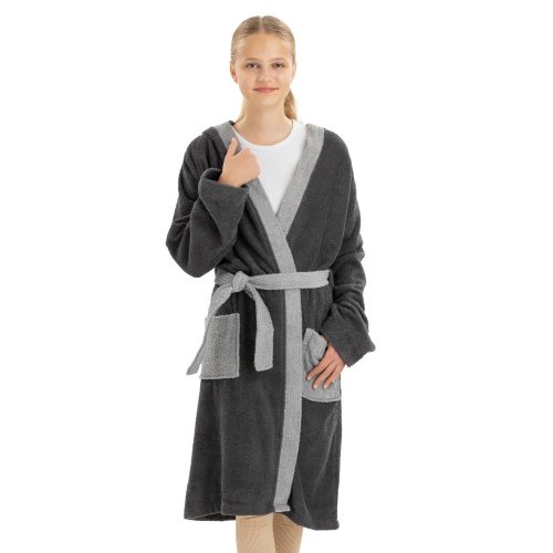 Halat de baie pentru copii Homelevel, 140, Gri, Bumbac organic, 54864.22.38