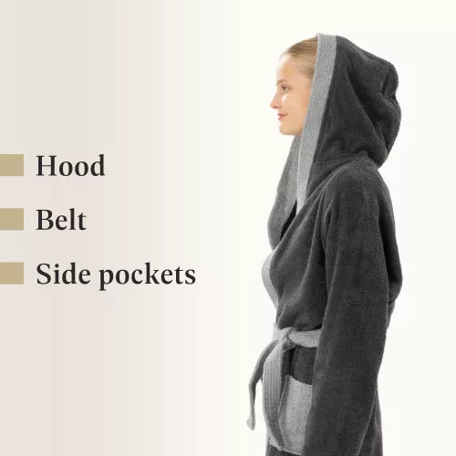 Halat de baie pentru copii Homelevel, 176, Gri, Bumbac organic, 54864.22.41