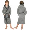 Halat de baie pentru copii Homelevel, 140, Gri, Bumbac organic, 54864.25.38