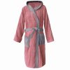 Halat de baie din tesatura Homelevel, 5XL, Roz / Gri, Bumbac organic, 54856.33.35