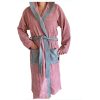 Halat de baie din tesatura Homelevel, 5XL, Roz / Gri, Bumbac organic, 54856.33.35