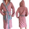 Halat de baie din tesatura Homelevel, 5XL, Roz / Gri, Bumbac organic, 54856.33.35