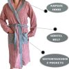 Halat de baie din tesatura Homelevel, 5XL, Roz / Gri, Bumbac organic, 54856.33.35