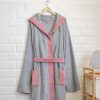 Halat de baie din tesatura Homelevel, 6XL, Gri / Roz, Bumbac organic, 54856.10.36