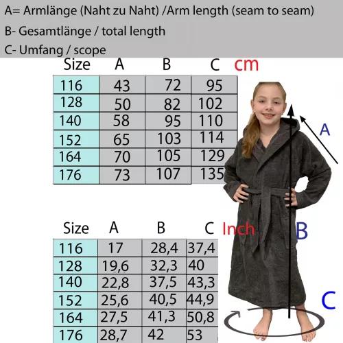 Halat de baie pentru copii Homelevel, 128, Gri / Roz, Bumbac organic, 54864.20.37