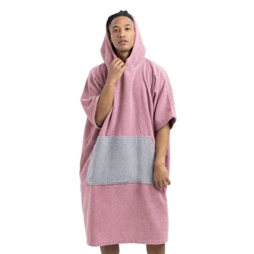 Poncho de baie unisex Homelevel, L-XL, Roz / Gri, Bumbac organic, 54881.10.20