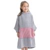 Poncho de baie pentru copii Homelevel, 6-9 ani, Gri / Roz, Bumbac organic, 54880.52.42