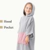 Poncho de baie pentru copii Homelevel, 6-9 ani, Gri / Roz, Bumbac organic, 54880.52.42