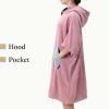Poncho de baie pentru copii Homelevel, 10-13 ani, Roz / Gri, Bumbac organic, 54880.10.43