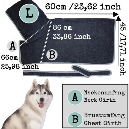 Halat de baie pentru caini Homelevel, L, Albastru, Bumbac, 54844.73.3