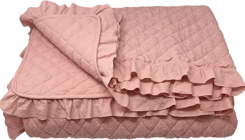 Cuvertura de pat matlasata Homelevel, 200 x 220 cm, Roz, Poliester, 54993.21