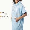 Poncho de baie cu broderie Homelevel, S-M, Albastru, Bumbac organic, 54977.19