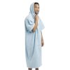 Poncho de baie cu broderie Homelevel, L-XL, Albastru, Bumbac organic, 54977.20