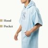 Poncho de baie cu broderie Homelevel, L-XL, Albastru, Bumbac organic, 54977.20