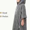 Poncho de baie pentru copii Homelevel, 6-9 ani, Gri, Bumbac organic, 54978.42