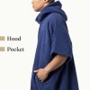 Poncho de baie unisex Homelevel, L-XL, Albastru, Bumbac organic, 54881.17.20