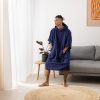 Poncho de baie unisex Homelevel, L-XL, Albastru, Bumbac organic, 54881.17.20