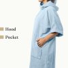 Poncho de baie unisex Homelevel, S-M, Albastru, Bumbac organic, 54881.23.19