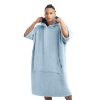 Poncho de baie unisex Homelevel, L-XL, Albastru, Bumbac organic, 54881.23.20