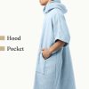 Poncho de baie unisex Homelevel, L-XL, Albastru, Bumbac organic, 54881.23.20