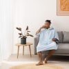 Poncho de baie unisex Homelevel, L-XL, Albastru, Bumbac organic, 54881.23.20