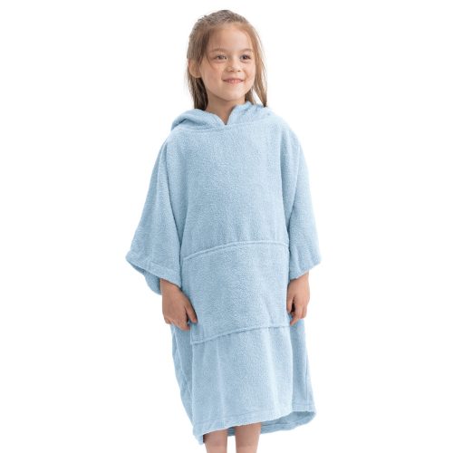 Poncho de baie pentru copii Homelevel, 6-9 ani, Albastru, Bumbac organic, 54880.23.42