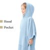 Poncho de baie pentru copii Homelevel, 6-9 ani, Albastru, Bumbac organic, 54880.23.42
