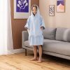 Poncho de baie pentru copii Homelevel, 6-9 ani, Albastru, Bumbac organic, 54880.23.42