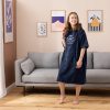 Poncho de baie pentru copii Homelevel, 9-10 ani, Albastru, Bumbac organic, 54983.43