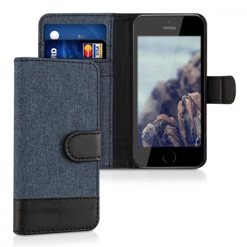 Husa Apple iPhone 5 / iPhone 5s / iPhone SE, Textil, Albastru, 35222.17
