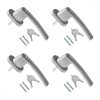 Set 4 Manere pentru fereastra cu blocare, Kwmobile, Argintiu, Aluminiu, 37354.35