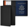 Husa pentru pasaport cu slot card, Kwmobile, Negru, Piele ecologica, 39078.01