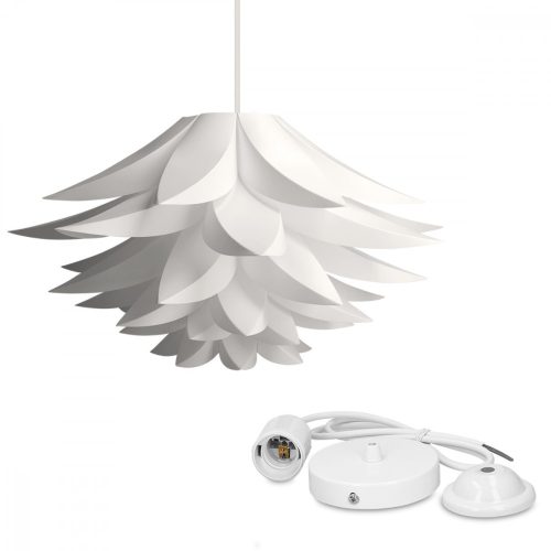 Pendul 90 cm cu abajur modern IQ Jigsaw diametru 50 cm, Kwmobile, Alb, 39219