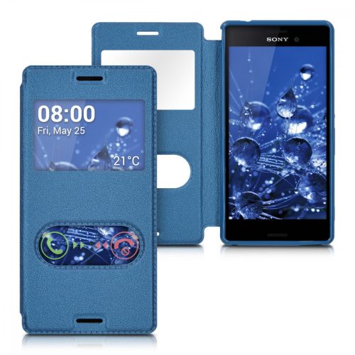 Husa Sony Xperia M4 Aqua, Piele ecologica, Albastru, 37417.17