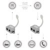 Set 2 Splittere cablu retea T RJ45 la 2 porturi Cat5e RJ45 LAN/ISDN, Kwmobile, Argintiu, Metal, 40678