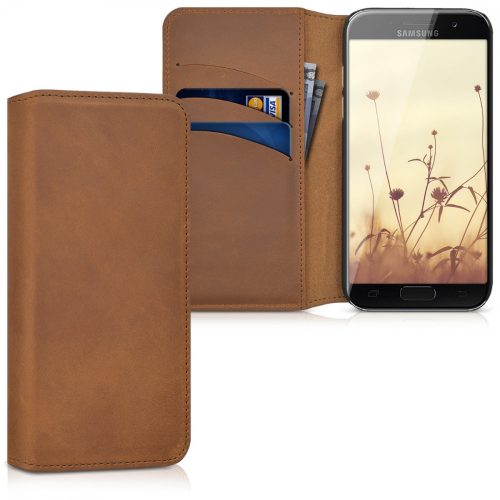 Husa Samsung Galaxy A3 (2017), Piele naturala, Maro, 40770.83