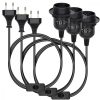 Set 3 Cabluri adaptor 3.5m cu dulie E27 si intrerupator, Kwmobile, Negru, PVC, 42682
