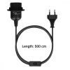 Cablu adaptor 5m cu dulie E27 si intrerupator, Kwmobile, Negru, PVC, 42683